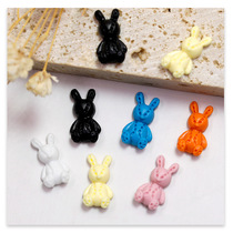 Cute colorful resin rabbit 3D cartoon fingertip nail rabbit accessories