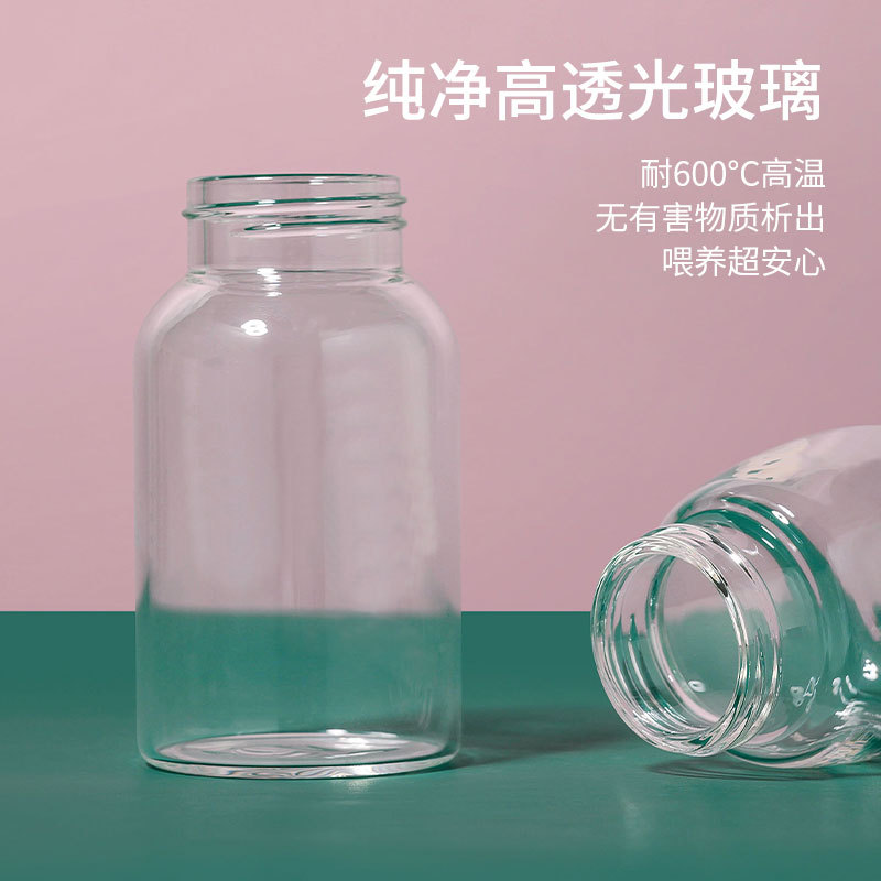 玻璃奶瓶新生婴儿高硼硅玻璃奶瓶防呛防胀气初生奶瓶80ml/120ml详情图2