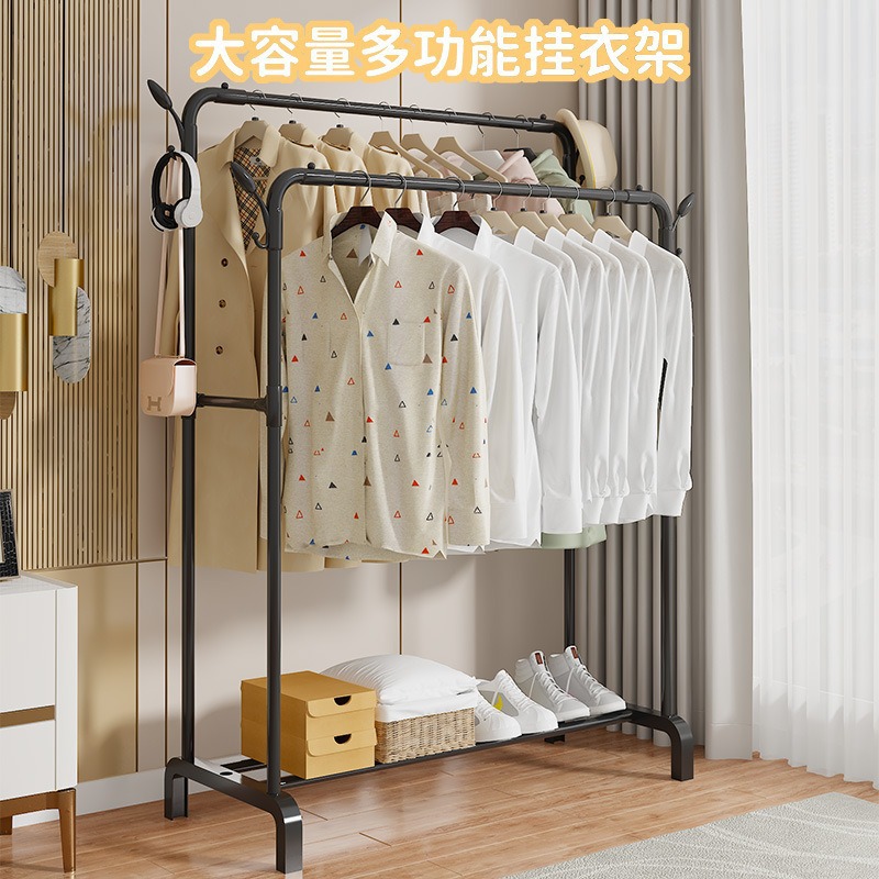 简易收纳衣帽架落地卧室客厅简易挂衣服架立式阳台晾被晾衣架批发