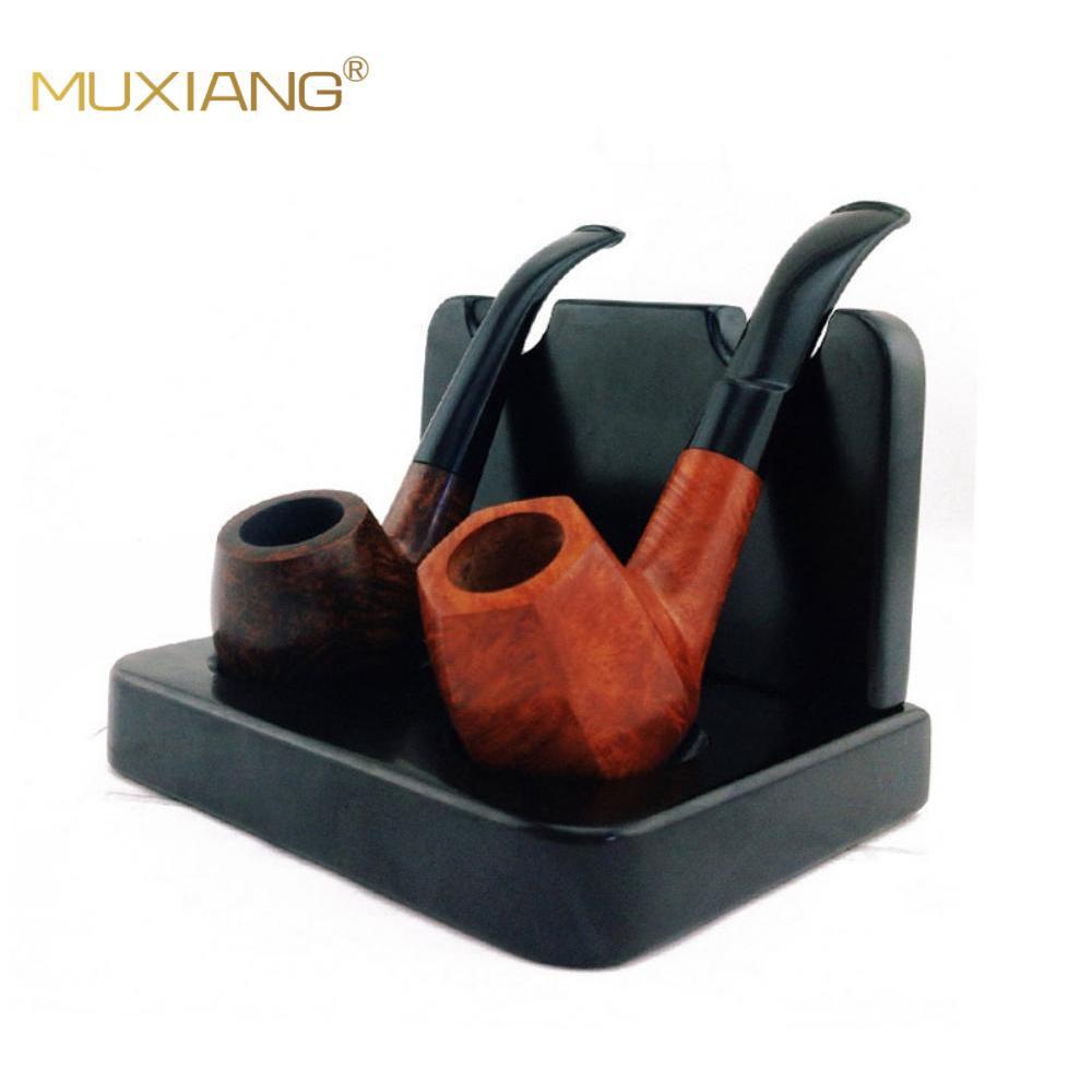 木香实木烟斗架子浅黑色二位立式烟斗支架ipe rack二位木制烟斗座