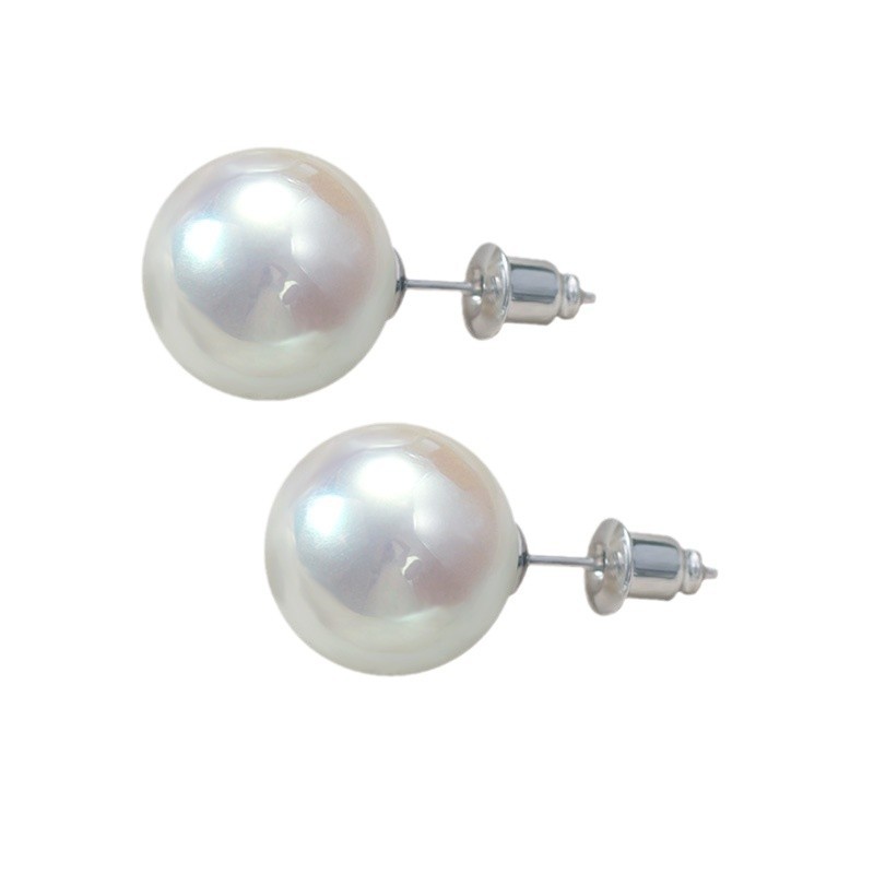 巨好看！轻奢999银人造akoya天女级珍珠耳钉高级2024爆款耳夹耳饰白底实物图