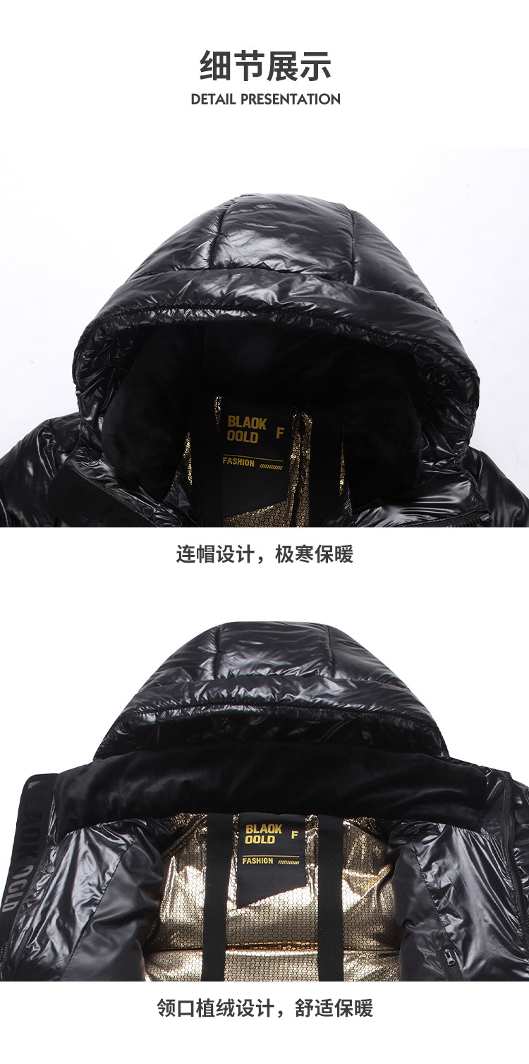 Black and gold goose down jackets for couples, long coats that reach the knees, thickened winter coats for extreme cold, off-season clearance pic 13