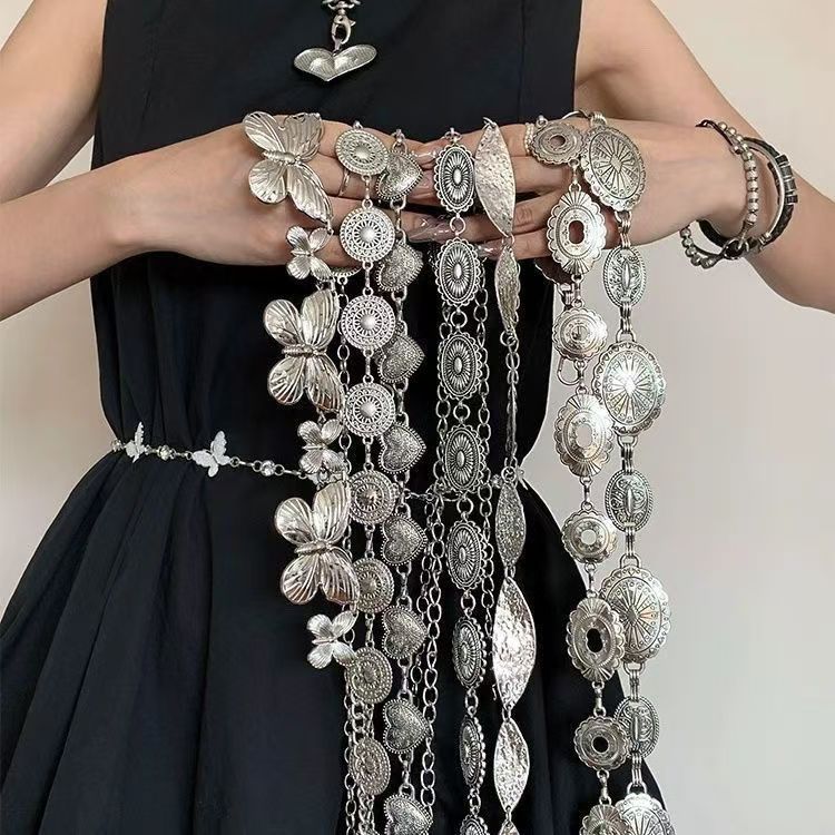 Cross-border bestseller Bohemian-style metal waist chain, women's retro ethnic style belt, hot girl high-end waist accessory