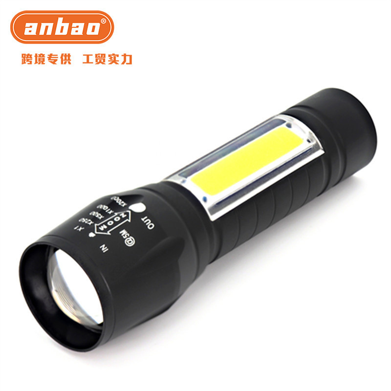 Strong light USB charging telescopic flashlight, aluminum alloy telescopic zoom emergency flashlight, LOGO gift promotion light Item Picture