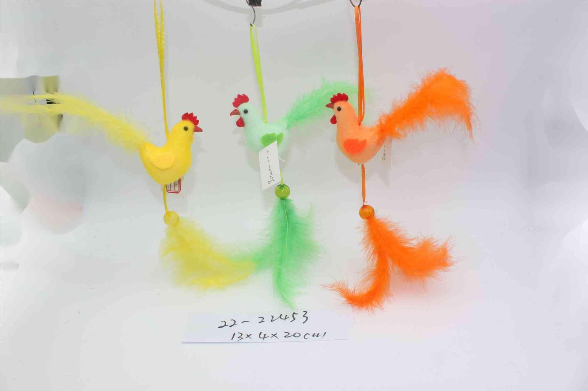 The 2023 Easter new feather pendant with velvet and gold powder, featuring cute and realistic chicks and rabbits, is a bestseller details Picture