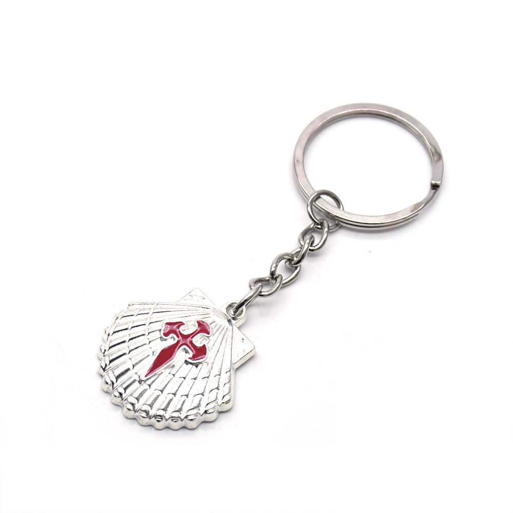 European And American Foreign Trade Hot Santiago Santiago Seaside Shell Cross Key Chain Pendant Jewelry Religious Church Gifts Couple Gifts Gifts