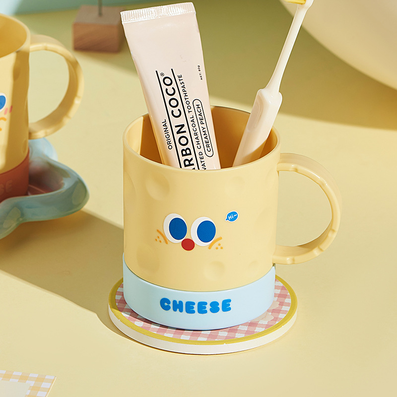 Cheese-shaped toothbrush cup, cartoon cute washbasin cup, large-capacity household couple children's creative mug