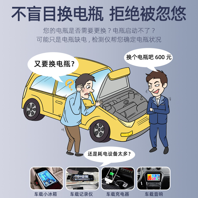 Automobile battery detector, electric vehicle battery measuring instrument, 12V, 24V battery capacity, life and internal resistance tester details Picture