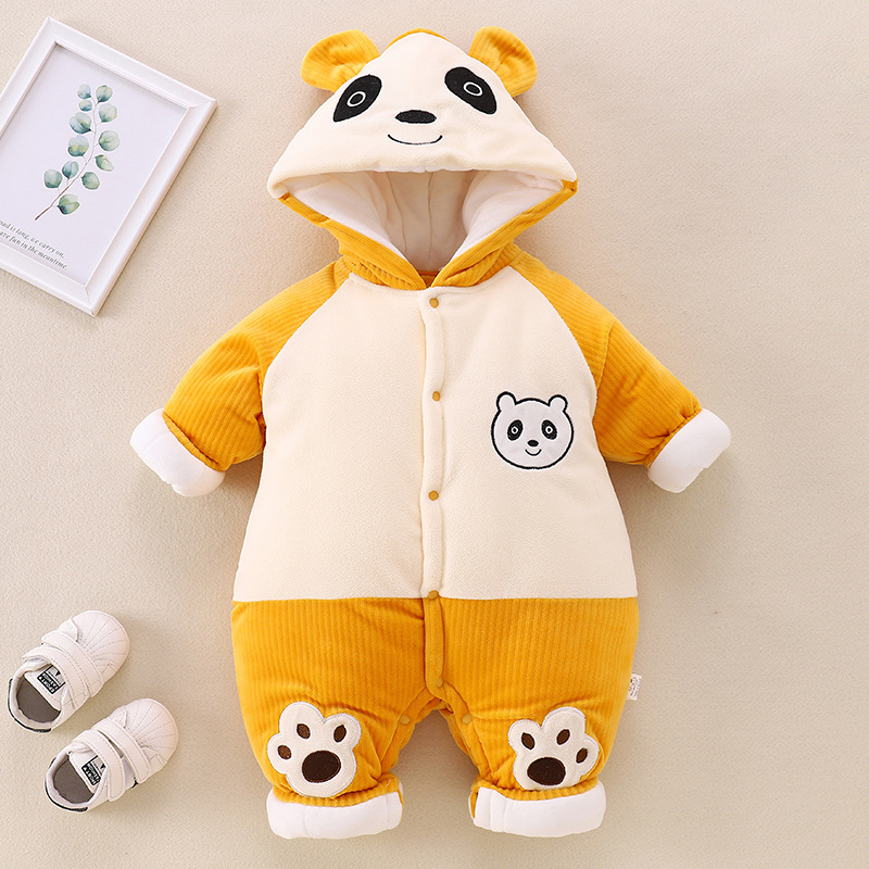 New baby one-piece garment, winter thickened cotton-padded clothes for boys and girls, crawling suits for newborns, warm outerwear for going out details Picture
