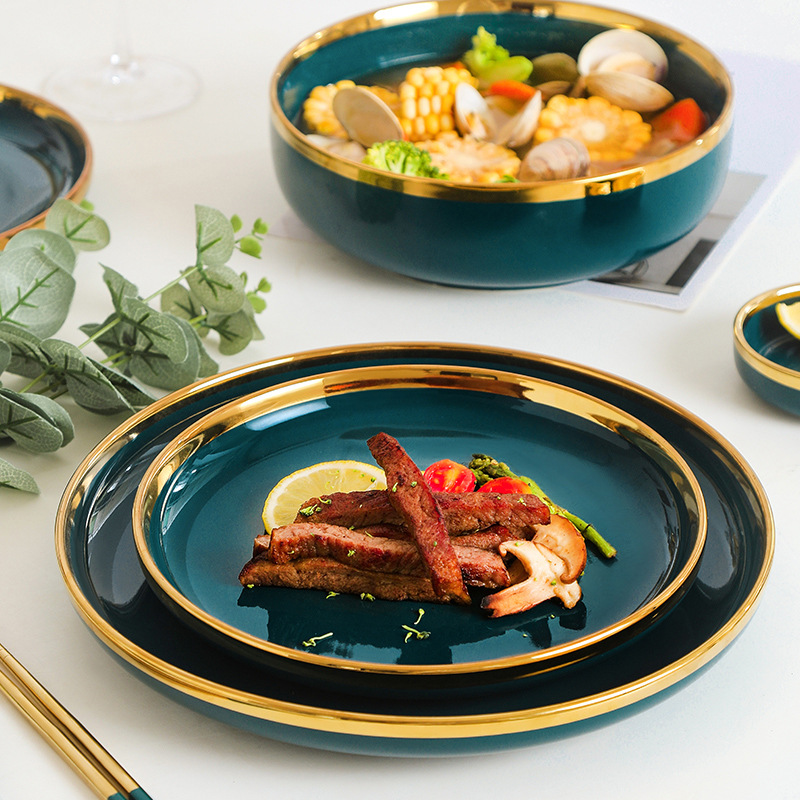 Nordic tableware, ceramic household rice bowls and fish plates, household ceramic bowls and chopsticks sets, Western steak plates, cross-border sets Specification image