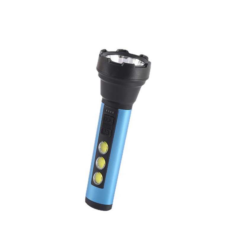 Wholesale of cross-border outdoor high-intensity led flashlight USB portable charging model hand-held ABS household flashlight gifts Item Picture
