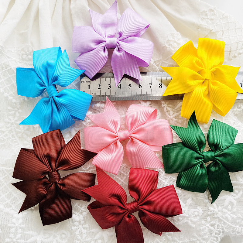 Children's Hair Clip 20 Colors Amazon Hot Selling Solid Color Ribbed Hair Clip With Fishtail Bow Hair Accessories Children's Headwear Application Scenario