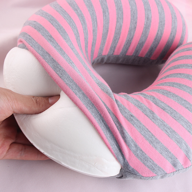 Almohada en u espuma de memoria protector de cuello almohada de cuello almohada de viaje de siesta almohada de siesta rayas almohada en U wholesale Specification image