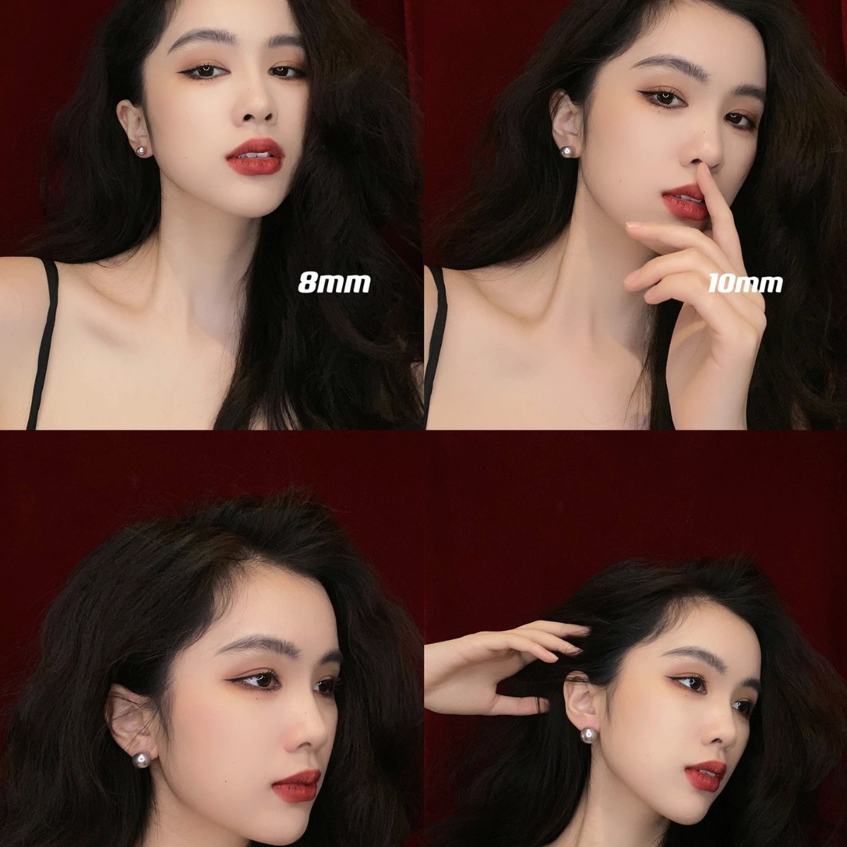 "Classic" Swarovski True Brown simple French high-end style, niche cool grey pearl stud earrings/ear clips details Picture