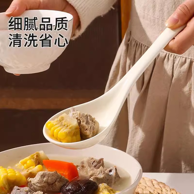 Wholesale household ceramic soup spoons, simple long-handled porridge spoons, high appearance level tableware, ins cream-colored large soup spoons Application Scenario