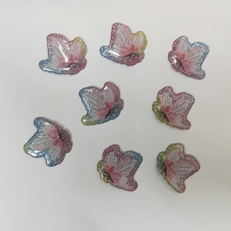 Wholesale of shoe flower accessories, seven-color glittering starry sky, butterfly patch pvc shoe, clothing, bag and luggage accessories, direct supply from the manufacturer Application Scenario