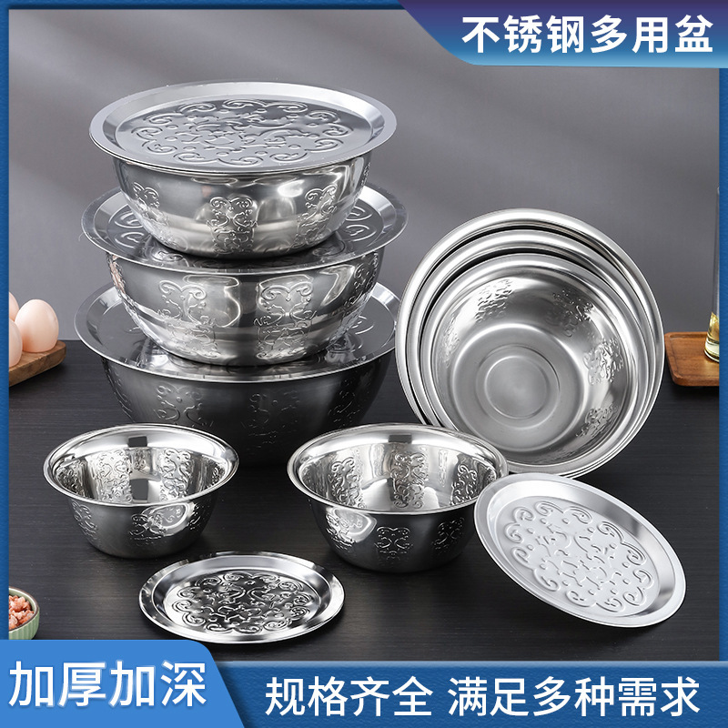 Dishset, a set of tableware for home, hotel and commercial use, is available for wholesale of stainless steel soup bowls and vegetable basins details Picture