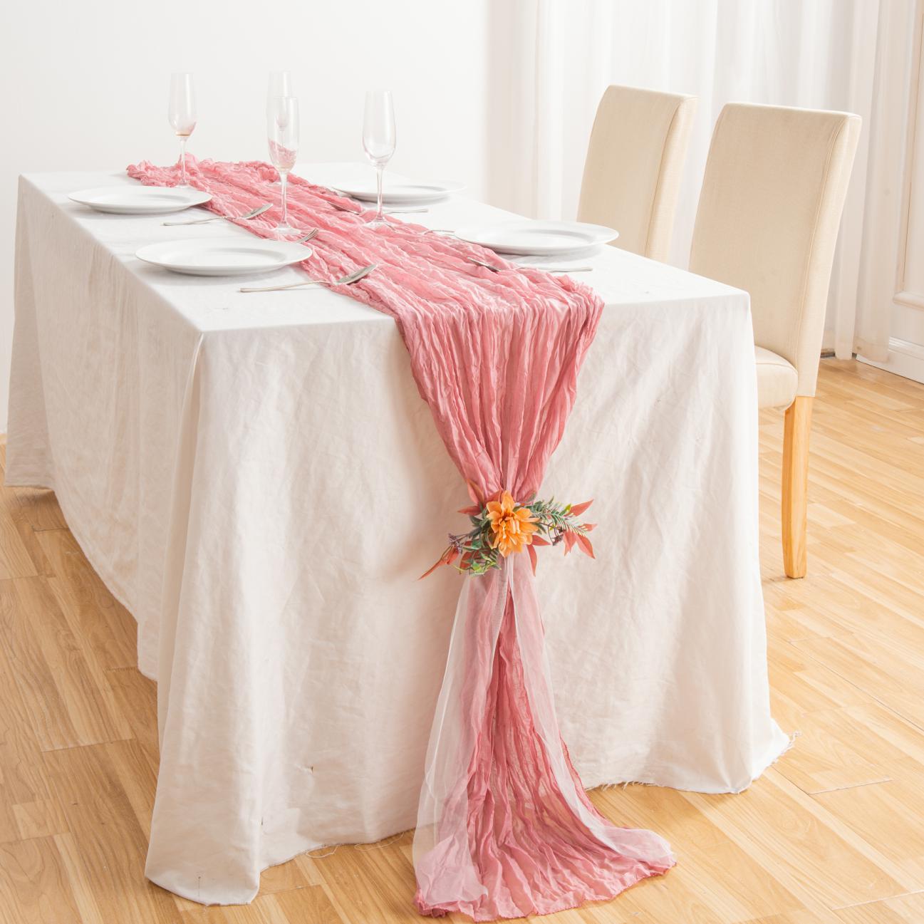 Table Flag Crepe Cloth Table Flag Fuchsia Gauze Translucent Doilies Cheese Tablecloth Wedding Pie Application Scenario