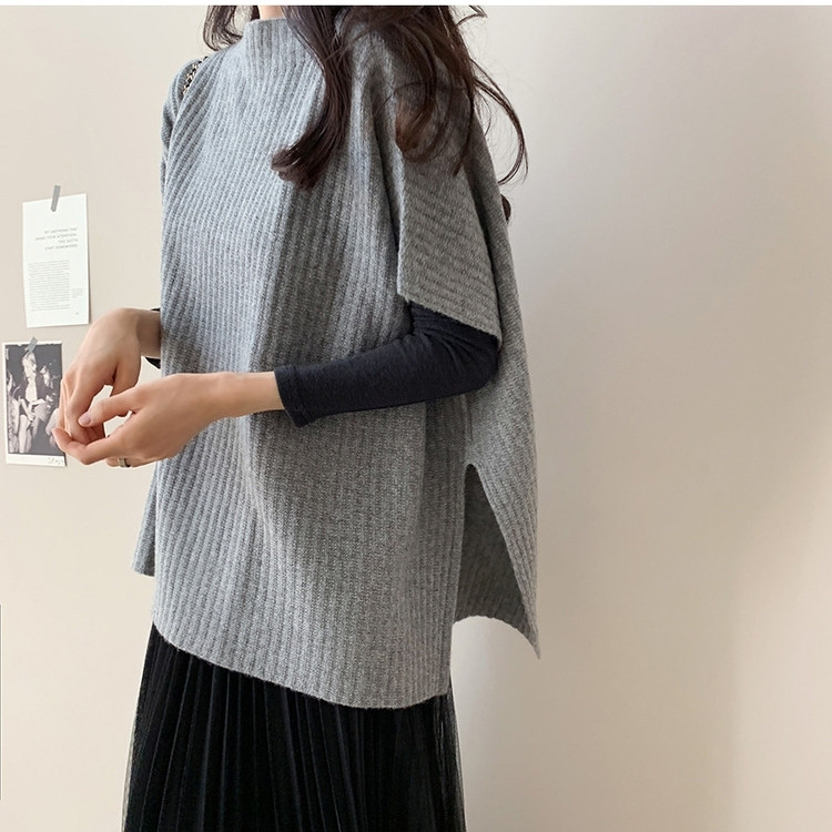 Elegant and mature cape sweater, cape coat, new autumn Japanese and Korean knitted sweater top, loose and slimming, large size details Picture