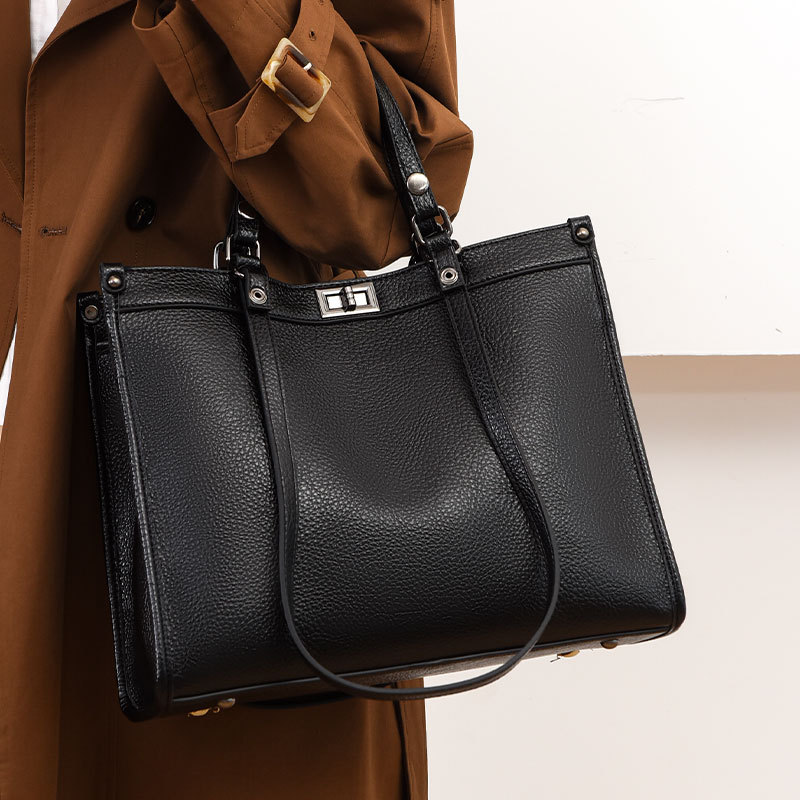 手提包女高级感复古单肩包新款通勤包包秋冬大容量托特包跨境批发