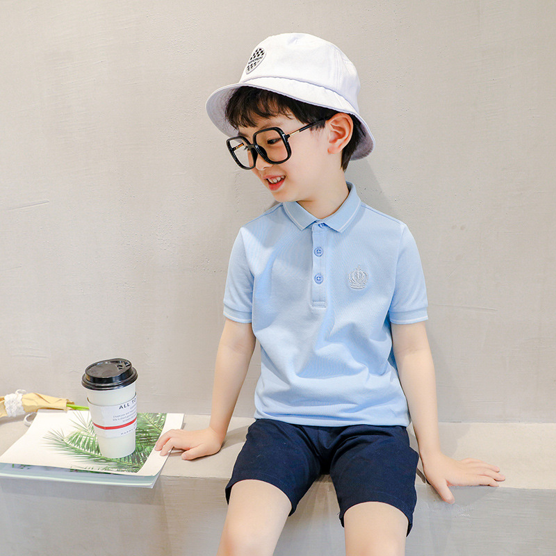 2022夏季韩版新款男童短袖 中大童棉质polo短袖衫儿童翻领上衣T恤图