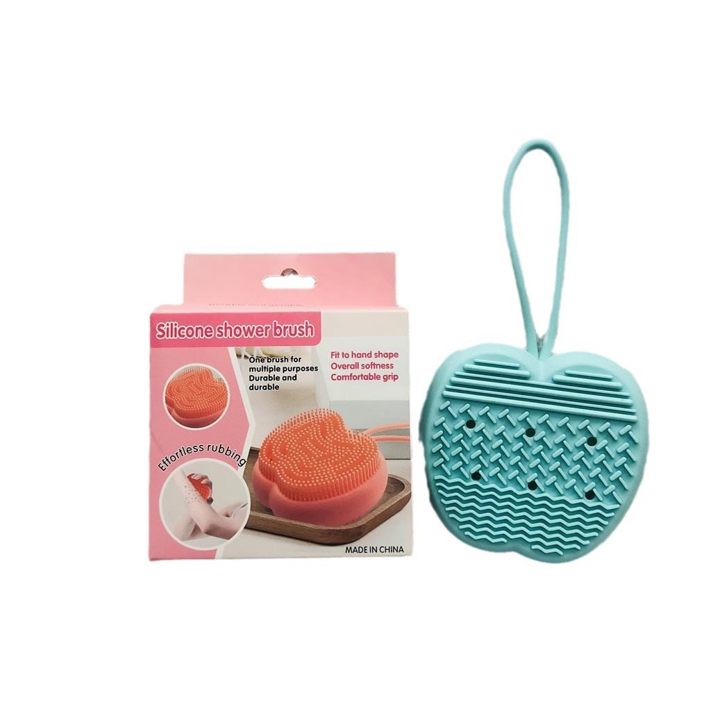 Massage Rub Back Bath Brush Apple Shape Scrub Brush With Spongy Brush Live Source Rs-300226 Specification drawing