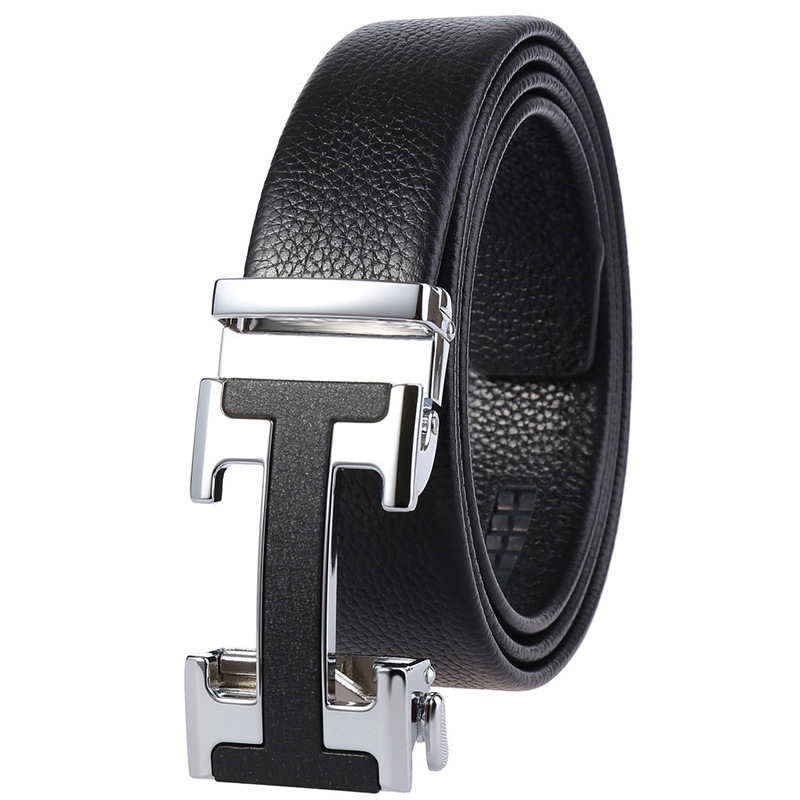 Leather Belt Male Leather Cowhide Automatic Buckle Belt Letter Manufacturers Directly For Wholesale Application Scenario