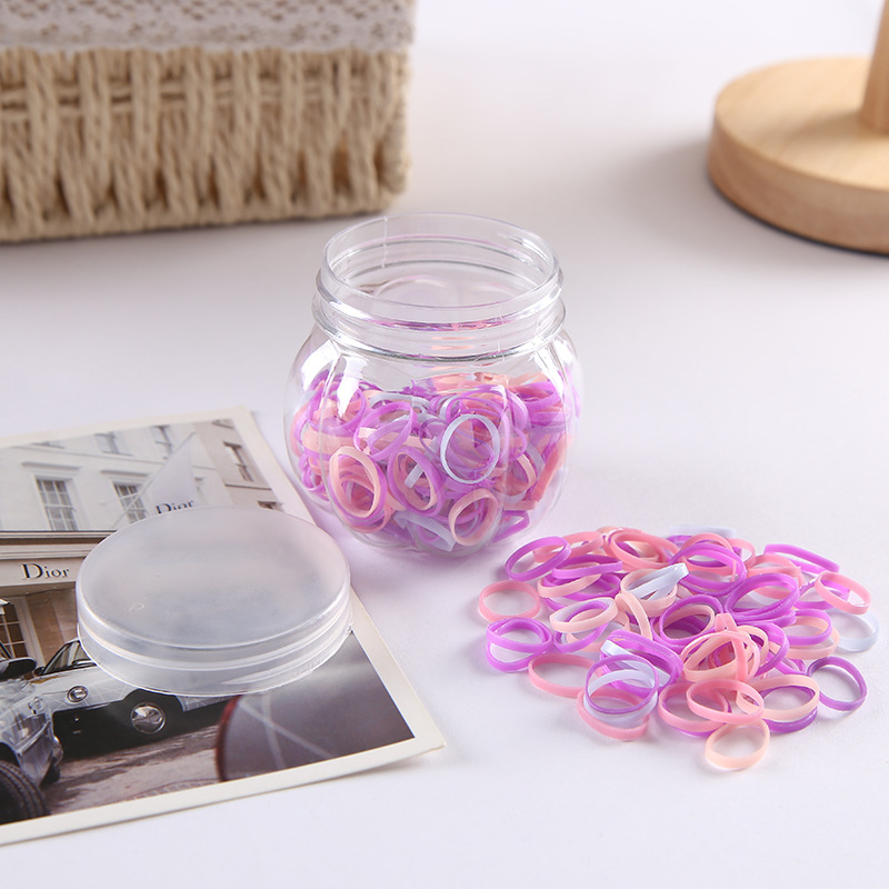 Korean-style small rubber band women's hair tie, candy-colored disposable rubber band pumpkin shaped canned high-elasticity baby hair accessory details Picture