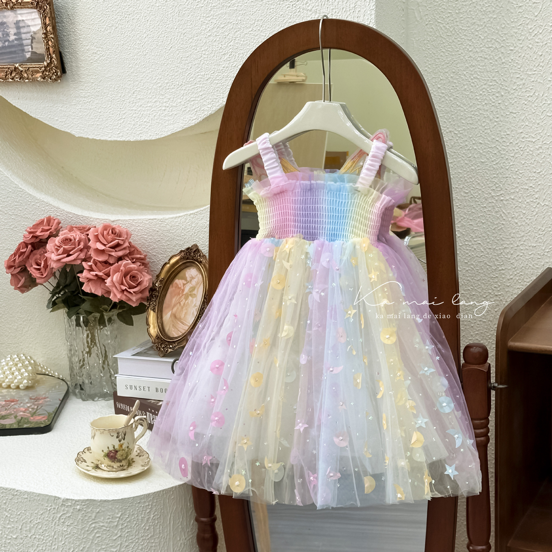 New Summer 2024 butterfly sequined girls' birthday dress, children's princess dress Specification image
