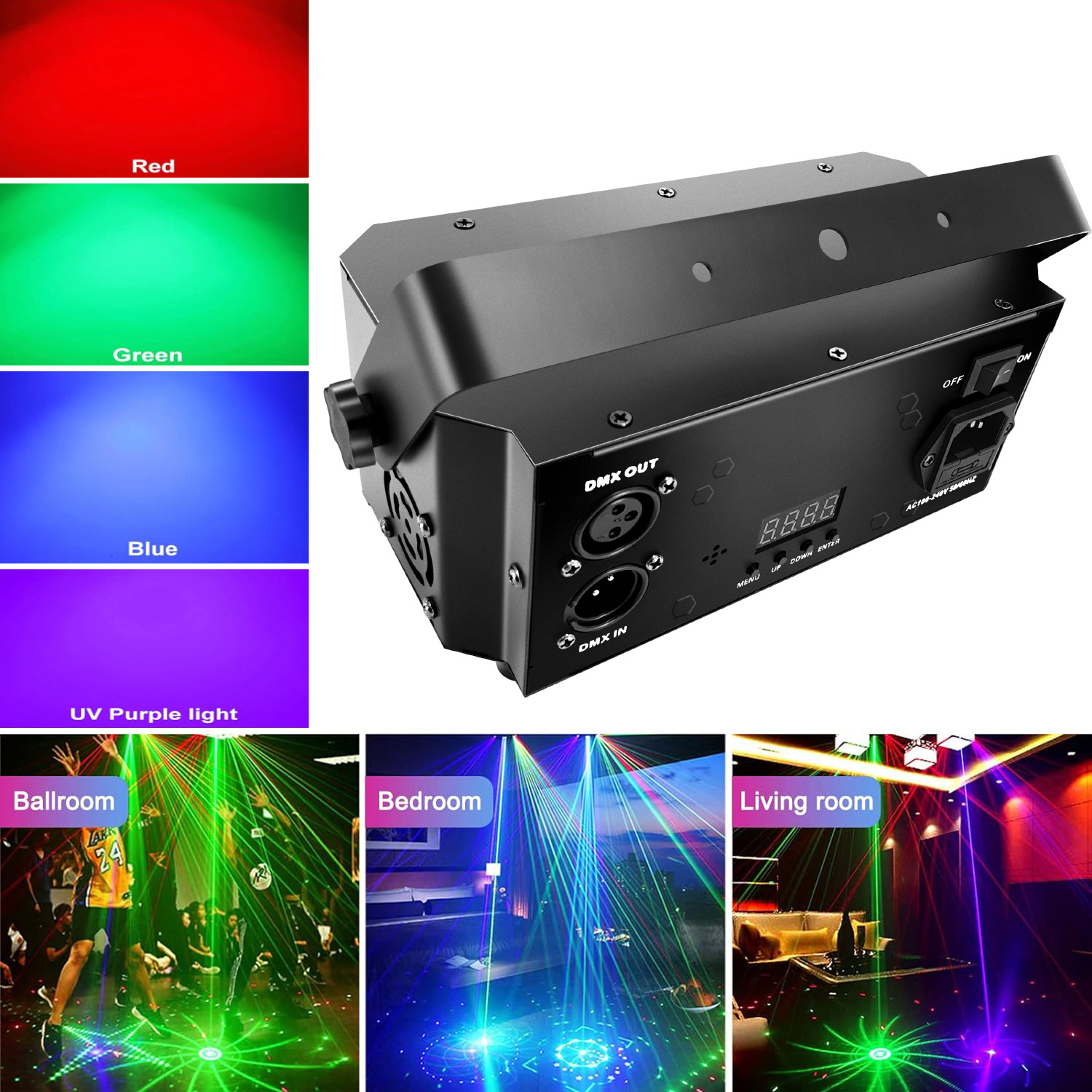 21-eye stage laser light, 64-pattern animated laser, KTV private room, bar atmosphere, party UV projection, disco light Application Scenario