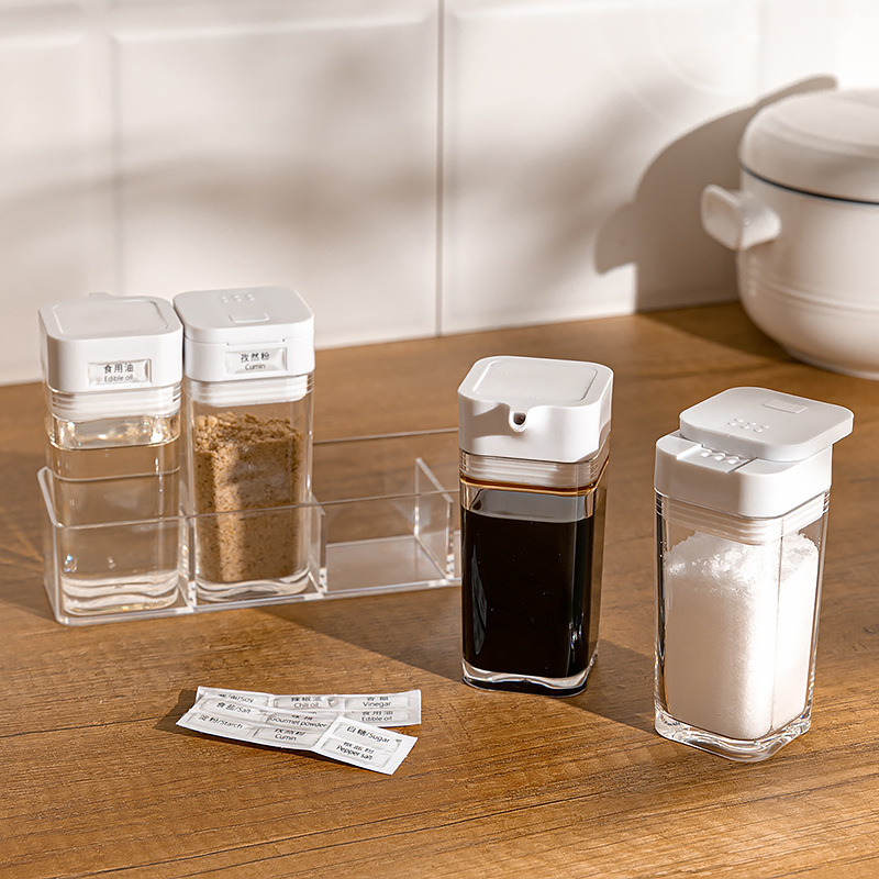 Simple Kitchen Small Packaging Solid Liquid Seasoning Bottle Small Oil Pot Transparent Measurement Control Salt Moisture-Proof Seasoning Tank details Picture