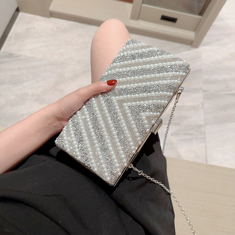 Cross-Border Socialite Pearl Dinner Bag Diamond-Encrusted Banquet Hand Bag Wedding Bag European And American Ladies Dress Bag Evening Bag Girl Specification drawing
