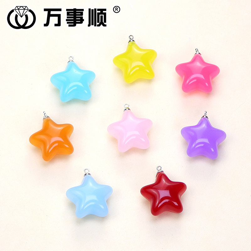 Wholesale of 24mm acrylic candy-colored five-pointed star pendants, DIY keychains, bags, pendants, accessories and ornaments Application Scenario