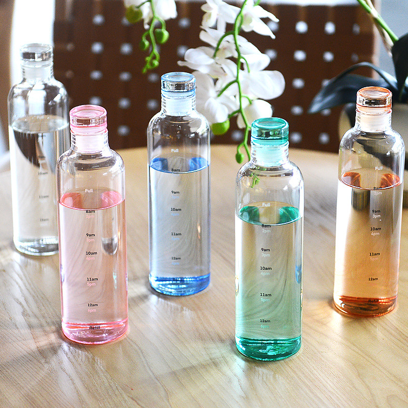 Student Creative Time Scale Water Cup Outdoor Portable Sports Water Bottle High Borosilicate Large Capacity Glass Only For Foreign Trade Export Only For Foreign Trade Export Only For Foreign Trade Export Only For Foreign Trade Export Only For Foreign Trade Export Only For Foreign Trade Export