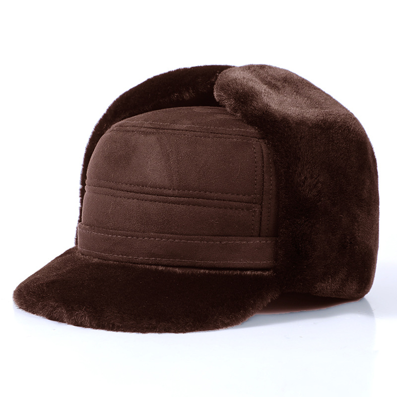 Old Man Hat Men's Winter Suede Lei Feng Hat Warm Dad Grandpa Thick Old Man Hat Middle Old Ear Protection Hat