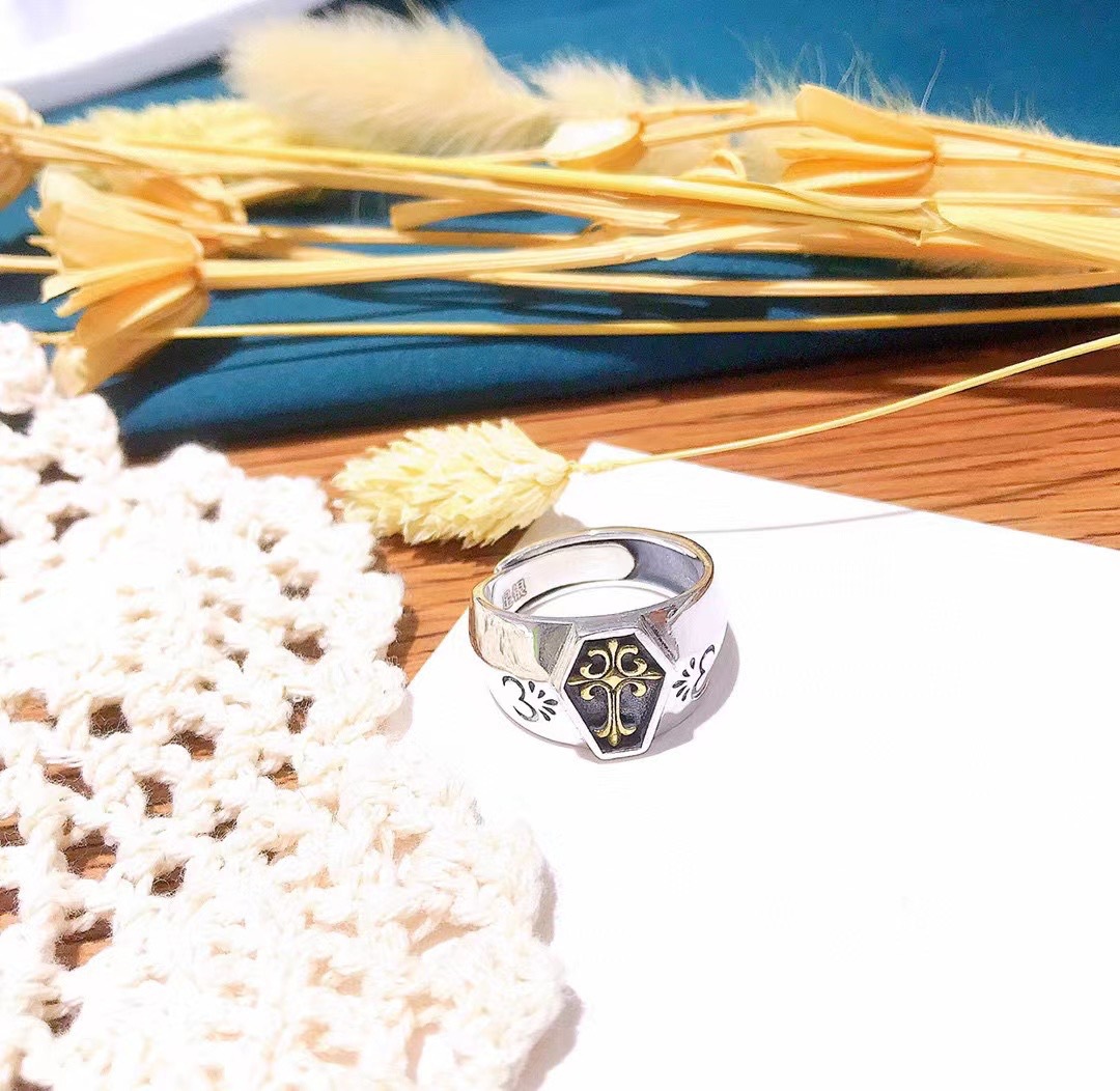 New do old ring men personality spot 99 foot silver silver vintage design sense temperament ins cool wind