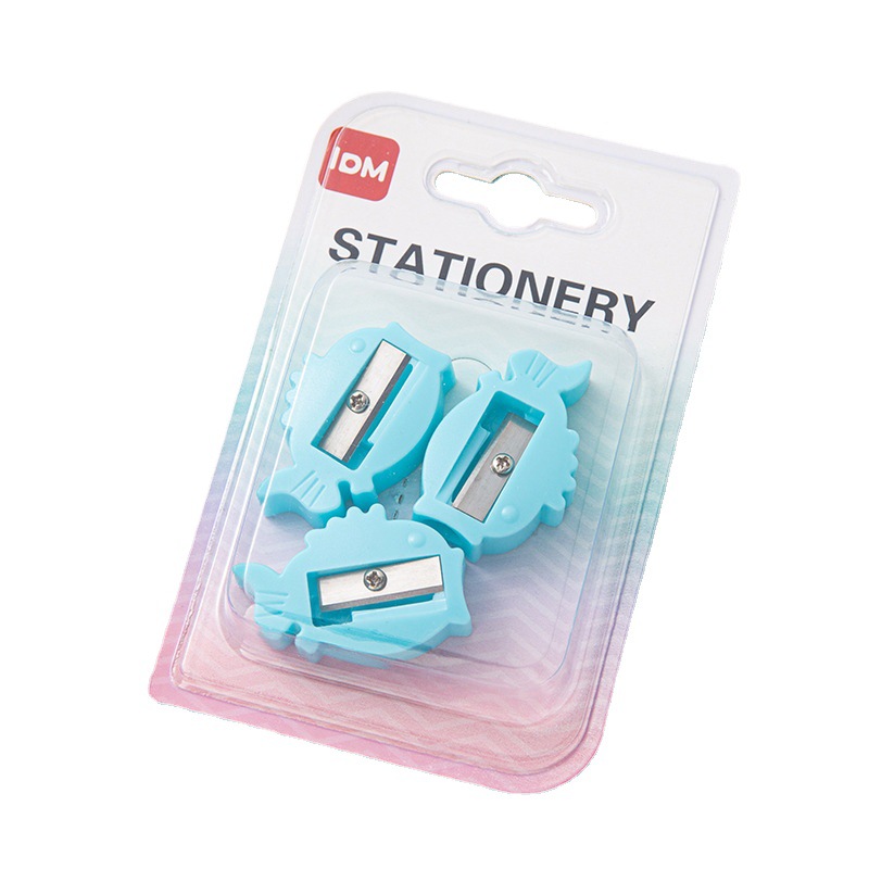 Cross-border direct supply of 3 packs single hole small fish pencil sharpener mini portable pencil sharpener manual cute student pencil sharpener Item Picture
