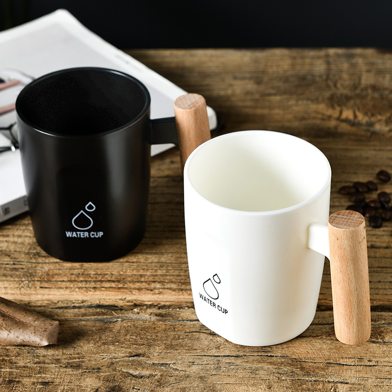 简约牙刷杯子洗漱杯木柄情侣漱口杯家用牙缸牙杯创意套装便携旅行
