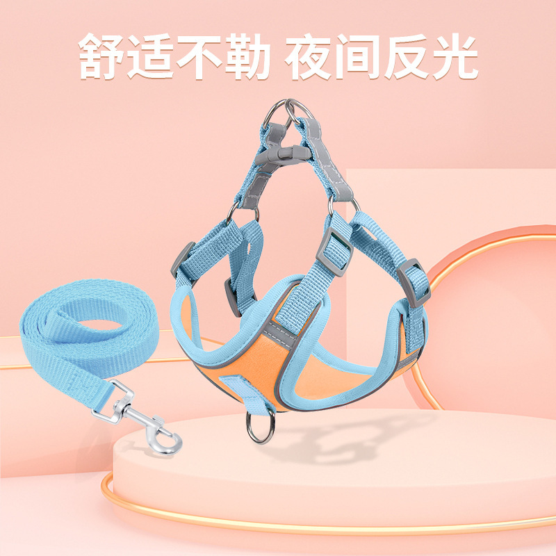 Dog chest and back pet leash, small and medium-sized dog anti-drop shoulder strap, dog walking magic tool, custom wholesale of pet supplies Specification image