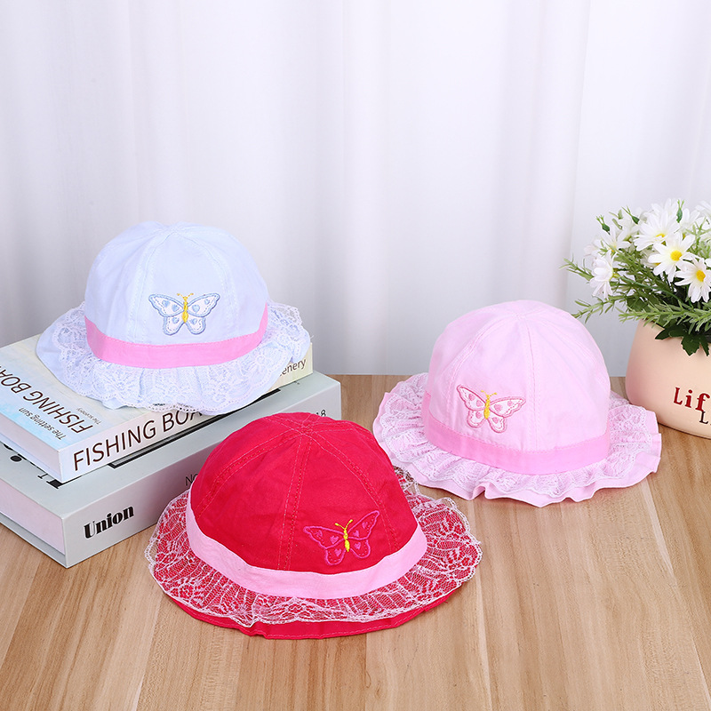 New Baby Fisherman Hat New Princess Butterfly Girl Baby Sun Hat Foreign Children Shade Basin Hat Wholesale details Picture
