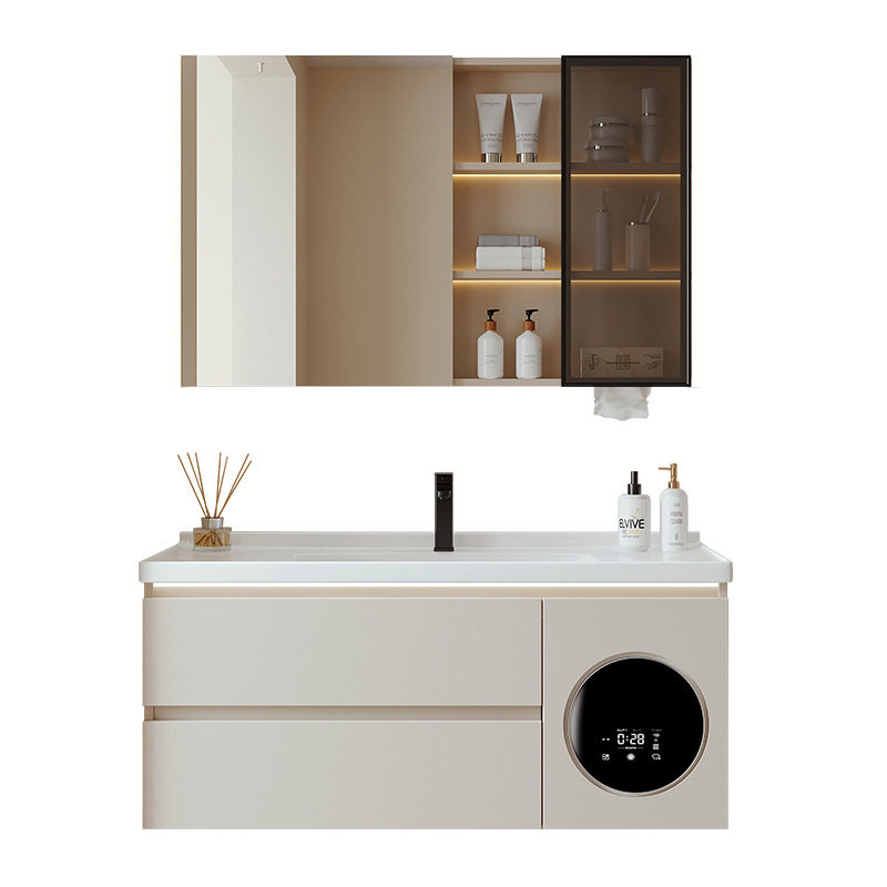 Yida Factory Direct sales of integrated washing and drying machines, bathroom cabinets, cream style ceramic integrated basins and washbasins Item Picture