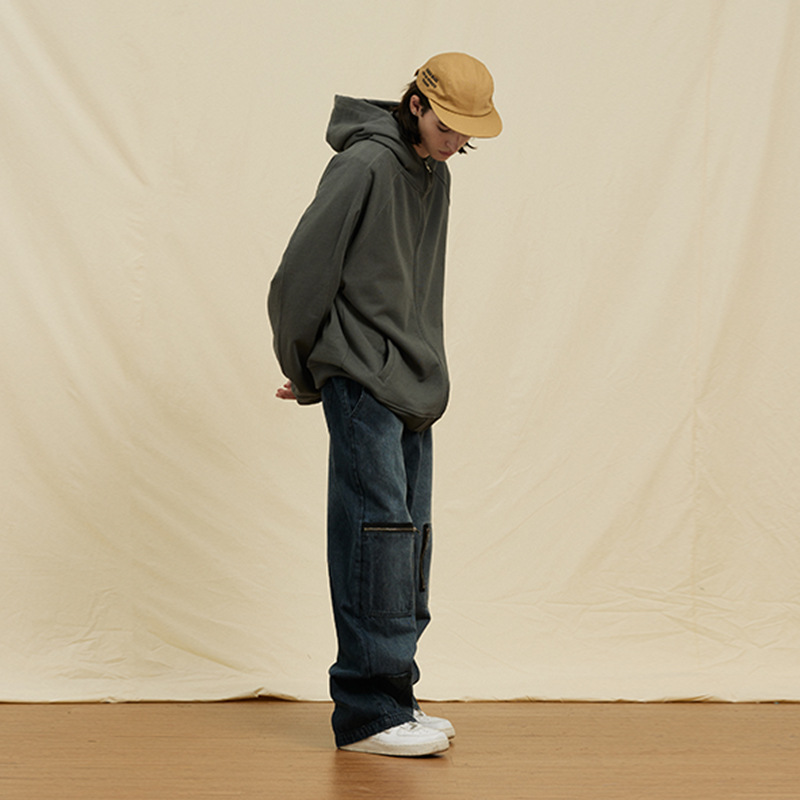UNF 450G, a heavyweight streetwear brand original loose pure cotton wool loop zipper hooded sweatshirt for men, 2023 autumn/winter CE details Picture