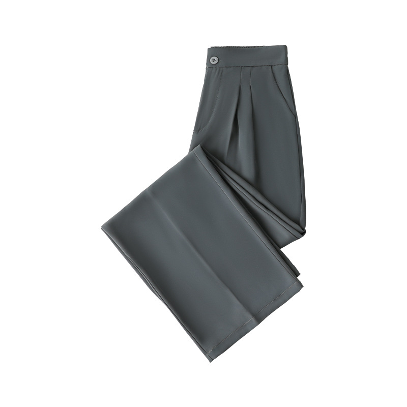 White wide-leg women's trousers, spring new style drape floor-length trousers, women's casual trousers, straight-leg suit trousers, women's trousers Item Picture