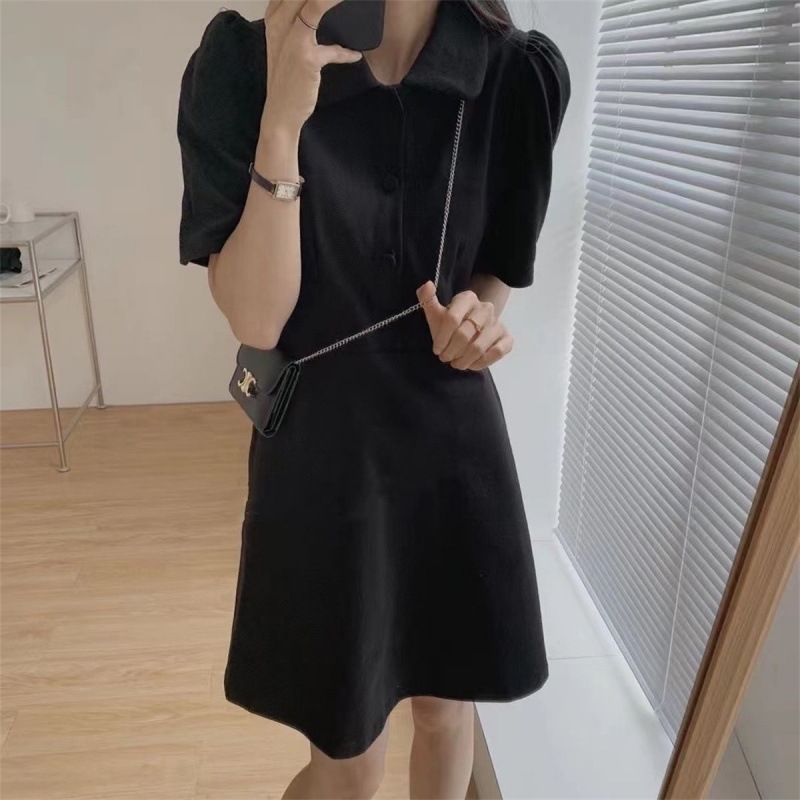 This is a new summer French shirt dress with a unique design sense for children and a casual short skirt for petite people Item Picture