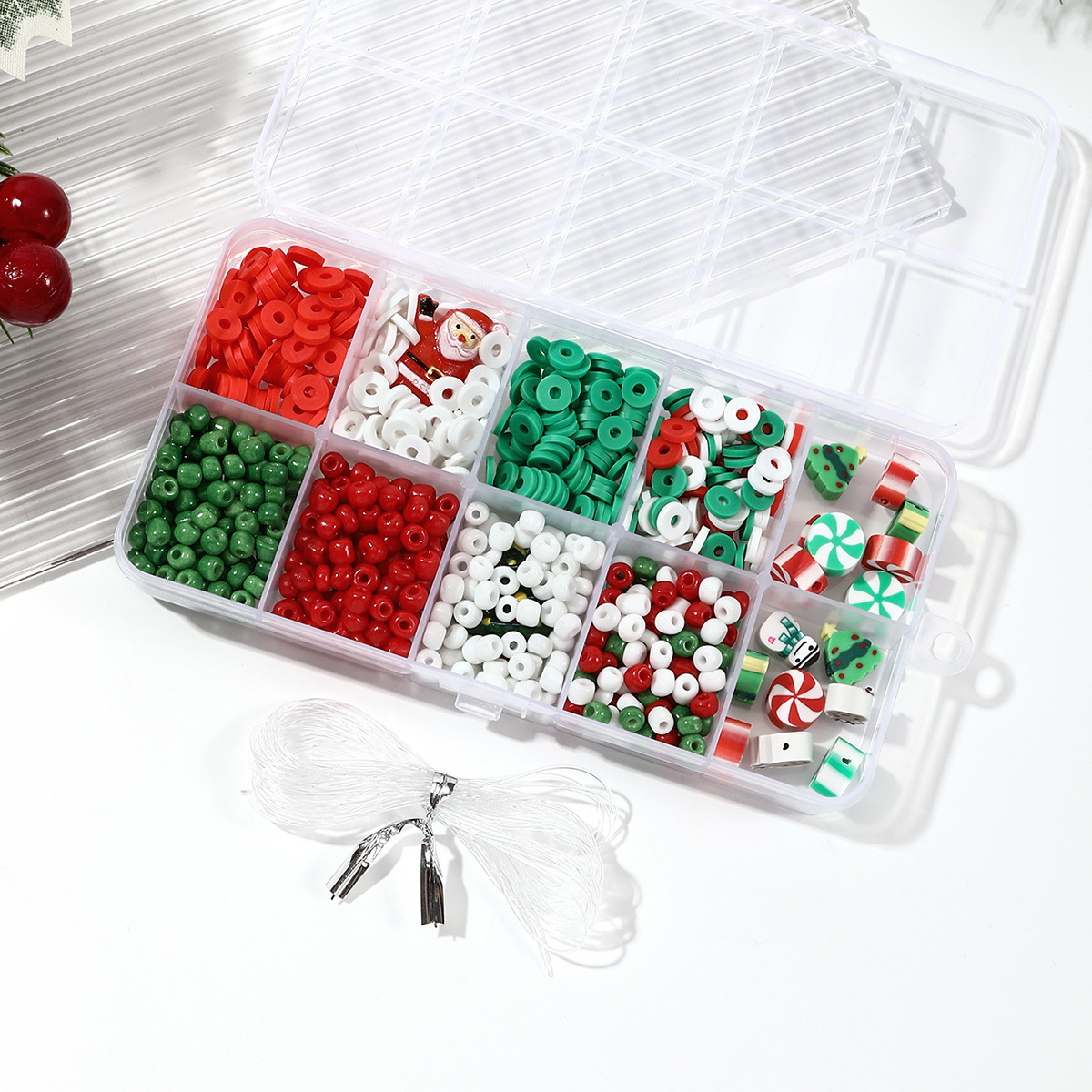 A Christmas glass bead soft clay DIY set box, handcrafted jewelry accessories, children's educational toys Item Picture