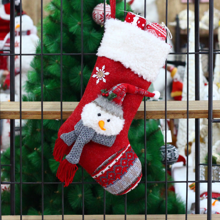 Christmas Stocking Gift Bag Decorative Props Christmas Snowman Large Gift Bag Candy Bag Christmas Decorative Stocking Pendant Application Scenario