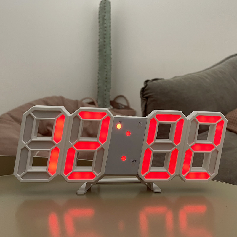跨境热销3D数字闹钟clock创意智能感光LED壁挂钟韩版学生电子闹钟详情图2