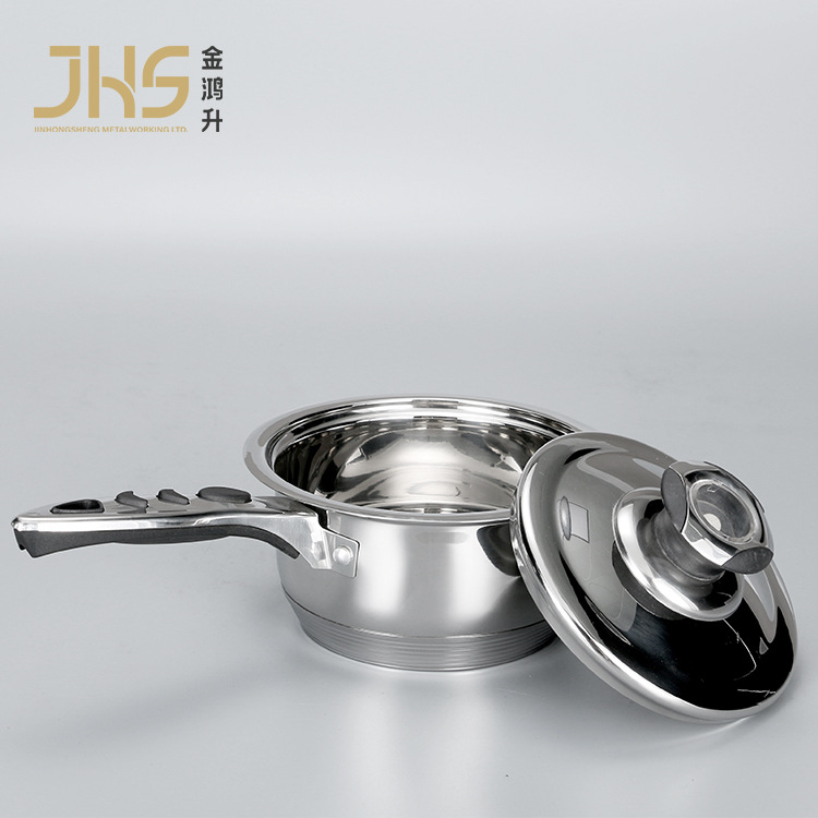 Stainless steel soup pot, 16-piece set for cross-border trade, kitchen steel lid steamer, milk pot, frying pot and cookware details Picture