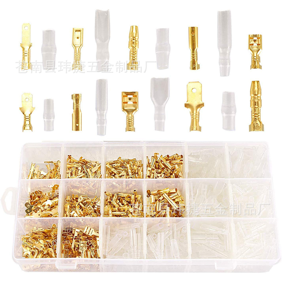 Cross Border 1000Pcs Wiring Terminal Bare End Spring Insert Sheath Male And Female Insert Cold Press +48B Pliers Set Item Picture
