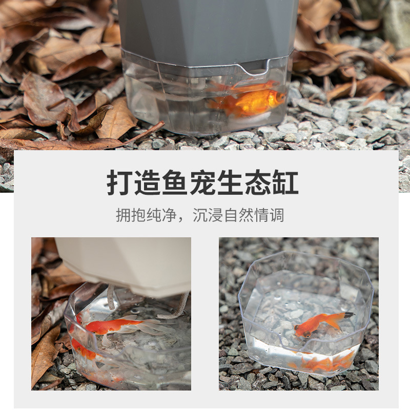 Lazy people's special self-drawing water potted plant, no need to water, octagonal transparent water storage green ivy flowerpot, anti-root rot desktop decoration Specification image